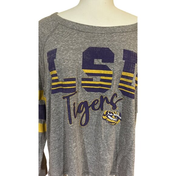 Louisiana State LSU Tigers Cropped Stripe Grey Shirt Women's M New Colosseum - Picture 2 of 7